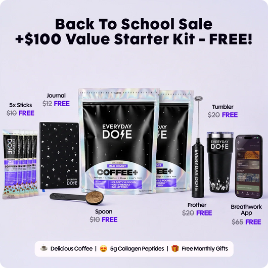60 Servings of Coffee + FREE Starter Kit + Back To School Bundle