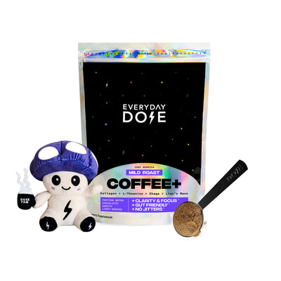 30 Servings of Coffee + Mushy Plushy + Spoon